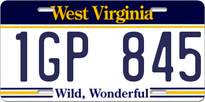 WV license plate 1GP845