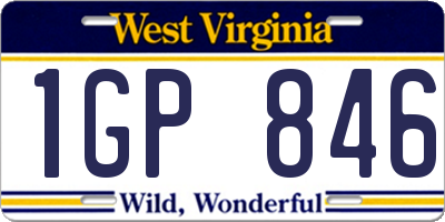 WV license plate 1GP846