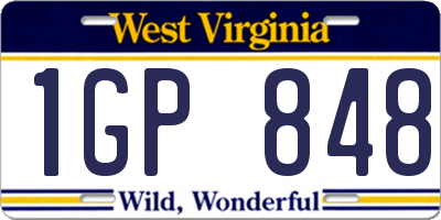 WV license plate 1GP848