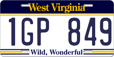 WV license plate 1GP849