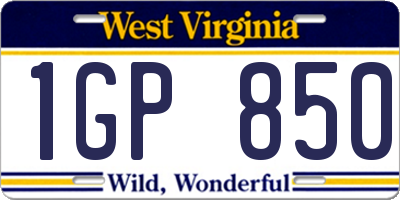 WV license plate 1GP850