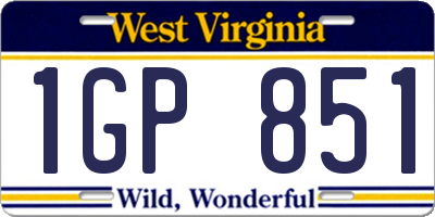 WV license plate 1GP851