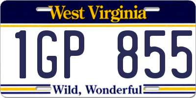 WV license plate 1GP855