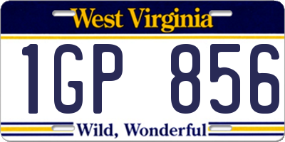 WV license plate 1GP856