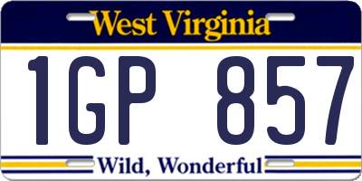 WV license plate 1GP857