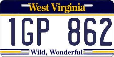 WV license plate 1GP862
