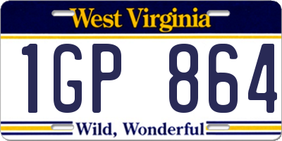 WV license plate 1GP864