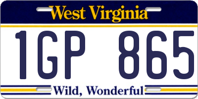 WV license plate 1GP865