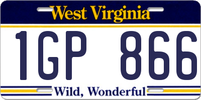 WV license plate 1GP866