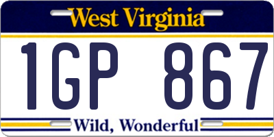 WV license plate 1GP867
