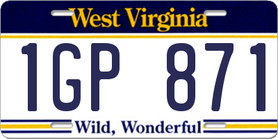 WV license plate 1GP871