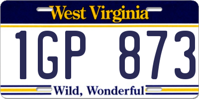 WV license plate 1GP873