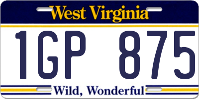 WV license plate 1GP875