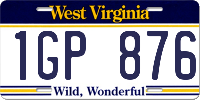 WV license plate 1GP876