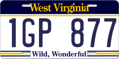 WV license plate 1GP877