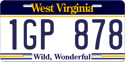 WV license plate 1GP878