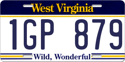 WV license plate 1GP879