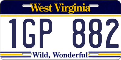 WV license plate 1GP882