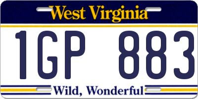 WV license plate 1GP883