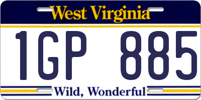 WV license plate 1GP885
