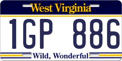 WV license plate 1GP886
