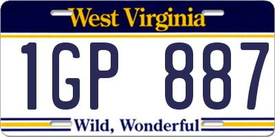 WV license plate 1GP887