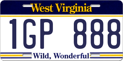 WV license plate 1GP888