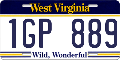 WV license plate 1GP889