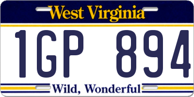 WV license plate 1GP894