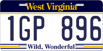 WV license plate 1GP896