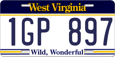 WV license plate 1GP897