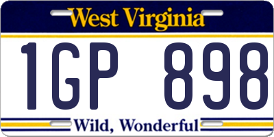 WV license plate 1GP898