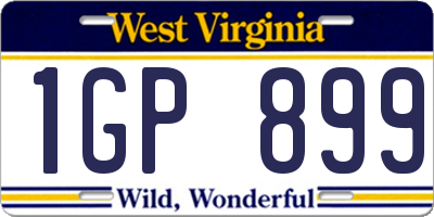 WV license plate 1GP899
