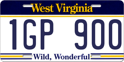 WV license plate 1GP900