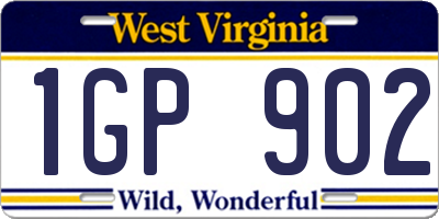 WV license plate 1GP902