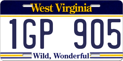 WV license plate 1GP905