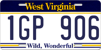 WV license plate 1GP906