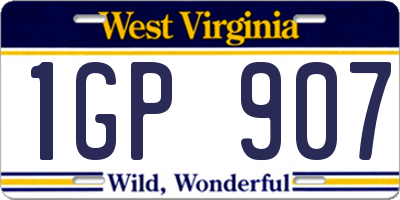 WV license plate 1GP907