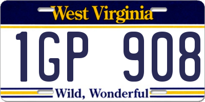 WV license plate 1GP908