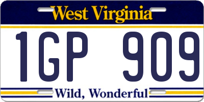 WV license plate 1GP909