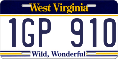 WV license plate 1GP910