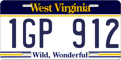 WV license plate 1GP912
