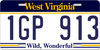 WV license plate 1GP913