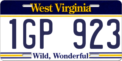 WV license plate 1GP923