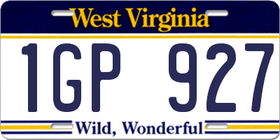 WV license plate 1GP927