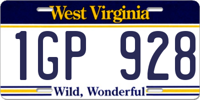 WV license plate 1GP928