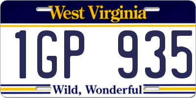 WV license plate 1GP935