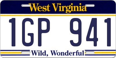WV license plate 1GP941