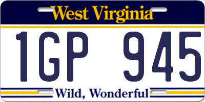 WV license plate 1GP945