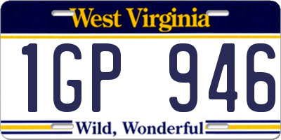 WV license plate 1GP946